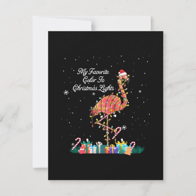 Invitación Mi Favorito Es Navidades Luces Vestido Flamingo (Anverso)