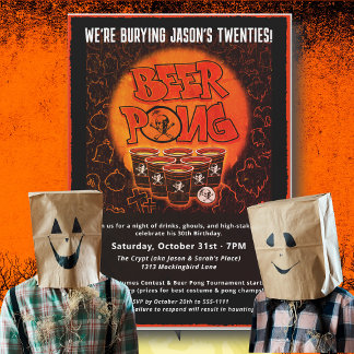 Invitación Mi fiesta de disfraces y beer pong de Halloween pa