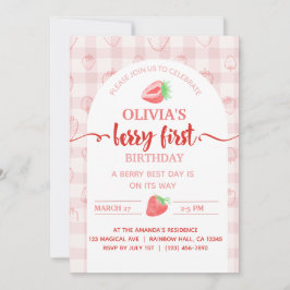 Invitación Mi fruta de fresa Berry First Birday