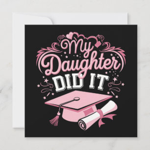 Invitación Mi hija lo hizo graduarse Rosa Familia Graduación