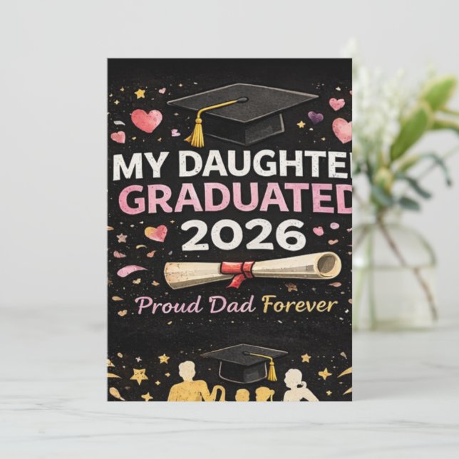 Invitación Mi hija se graduó 2026 (Anverso de pie)
