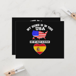 Invitación Mi hogar está en EE. UU. Mi corazón está en España