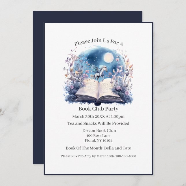 Invitación Mi Lugar Feliz Es... Club del Libro (Anverso / Reverso)