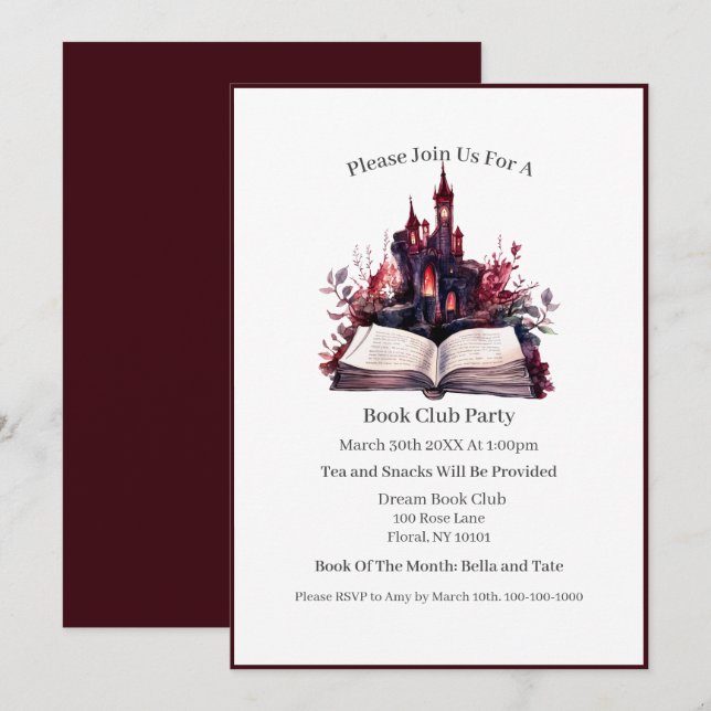 Invitación Mi Lugar Feliz Es... Club del Libro (Anverso / Reverso)