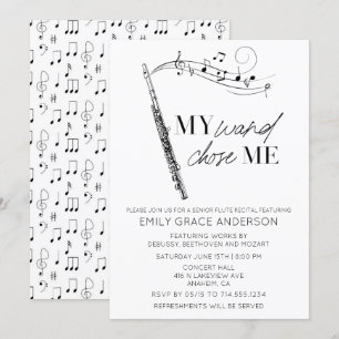 Invitación Mi Mano Eligió Cita Notas Musicales Fluyen Recital