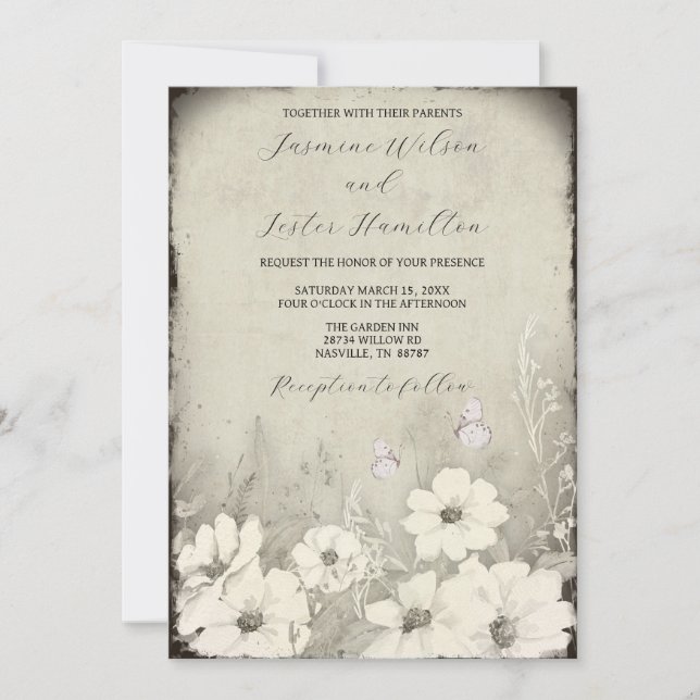 Invitación Mi otro Boda de flores silvestres de media maripos (Anverso)