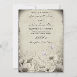 Invitación Mi otro Boda de flores silvestres de media maripos