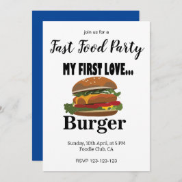 Invitación Mi primer Fiesta de comida rápida de Love Burger