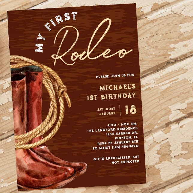 Invitación Mi primer Fiesta de cumpleaños de Rodeo Cowboy (Subido por el creador)