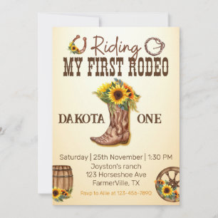 Invitación Mi primer Rodeo Cowboy botó Chicas de girasoles