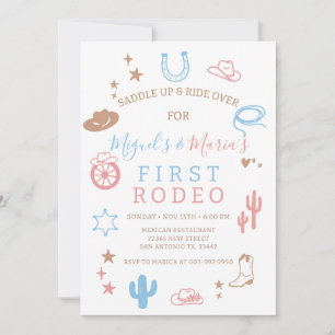 Invitación Mi Primer Rodeo Cumpleaños Gemelos del Sur Vaquero