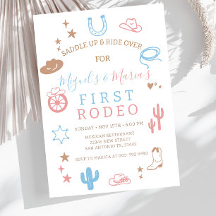 Invitación Mi Primer Rodeo Cumpleaños Gemelos del Sur Vaquero