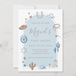 Invitación Mi Primer Rodeo Cumpleaños Vaquero del Oeste Salva