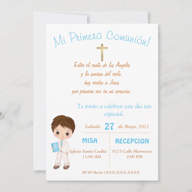 Invitación Mi Primera Comunion (Anverso)