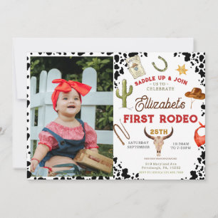 Invitación Mi primera foto de Rodeo Cowboy el primer cumpleañ