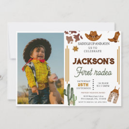 Invitación Mi primera foto de Rodeo Cowboy el primer cumpleañ