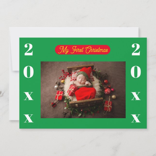 Invitación -Mi primera Navidad - Añadir foto/año (Anverso)