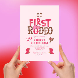 Invitación Mi Rodeo Cowgirl Pink 4º cumpleaños