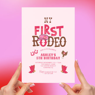Invitación Mi Rodeo Vaquera Rosa 5 Cumpleaños