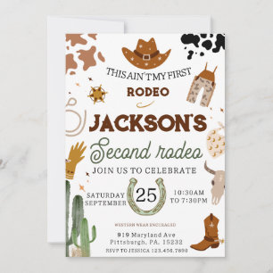 Invitación Mi segundo cumpleaños de Rodeo en el salvaje oeste