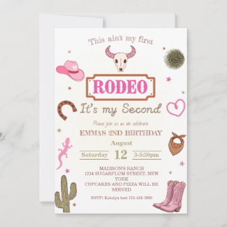 Invitación Mi Segundo Rodeo Cumpleaños de 2 años Vaquero