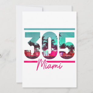 Invitación Miami 305 Area Code Florida Vintage Palm Trees Pri