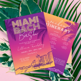 Invitación Miami Beach Bachelorette Weekend Itinerary