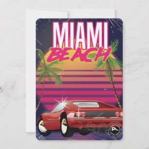Invitación miami beach, florida poster de viajes vintage de l