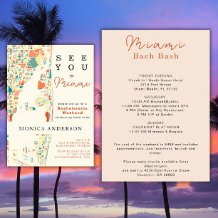 Invitación Miami Beach Map Bachelorette Weekend Itinerary