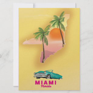 Invitación Miami Florida illustrated map poster
