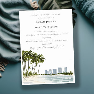 Invitación Miami Florida Palm Trees Beach Ensayo Cena