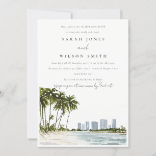 Invitación Miami Florida Watercolor Palm Beach por la mañana