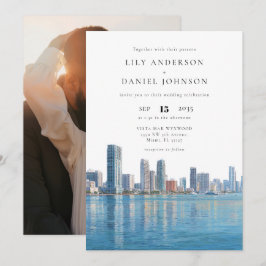 Invitación Miami Skyline Destination Photo Wedding