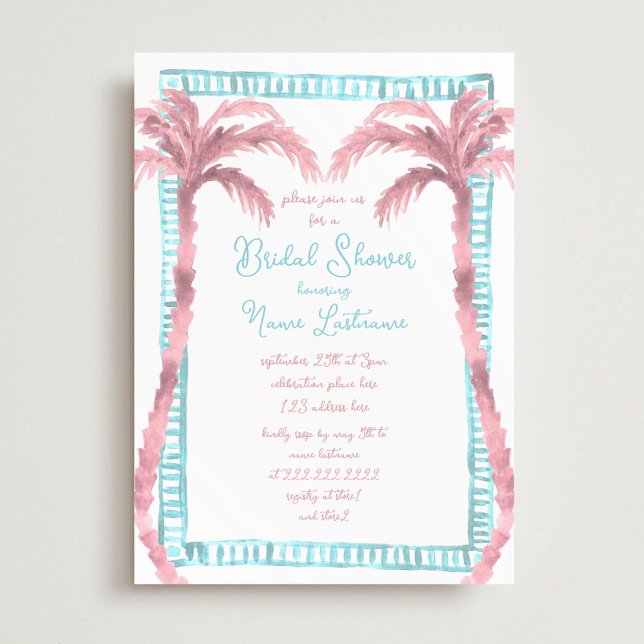 Invitación Miami Tropical Beach Hand Pintado Bridal Shower (Subido por el creador)