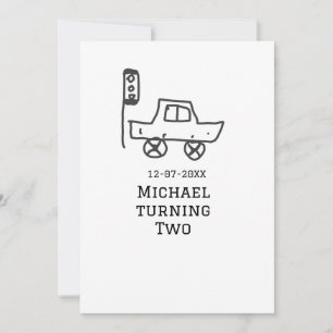 Invitación Michael cumpliendo dos años juguete coche semáforo