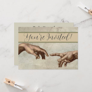 Invitación Michaelangelo manos creación adam dios