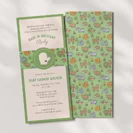 Invitación Michigan Woodland Animals Green Baby Shower