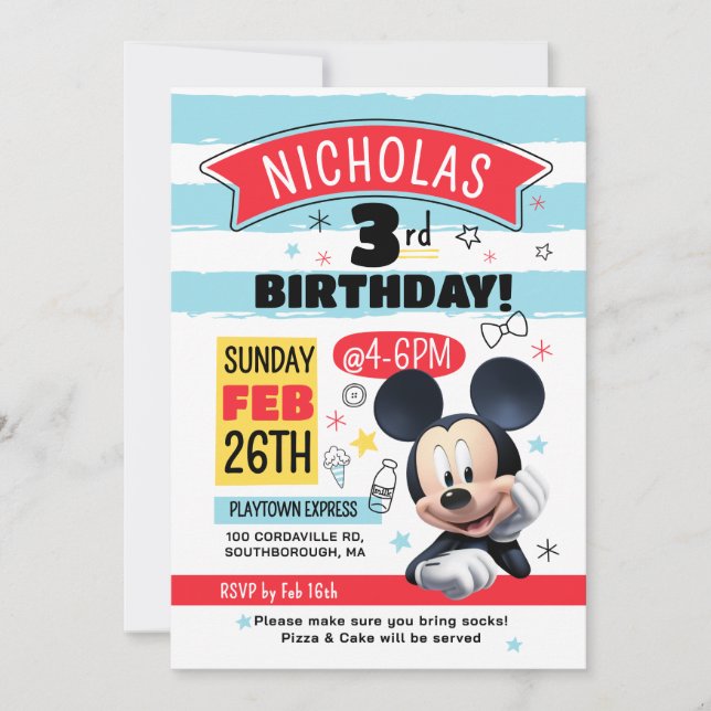 Invitación Mickey Mouse Fun Birthday Customizable Invitation (Anverso)