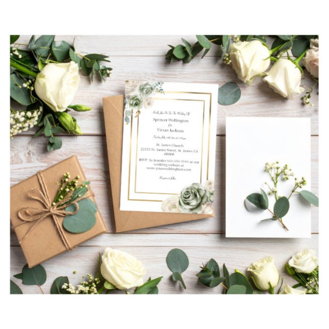 Invitación MicroBoda Vintage y Elegante Green Gold (Subido por el creador)