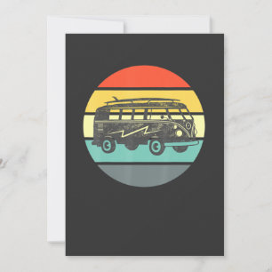 Invitación Microbus Vintage Surf Hippie Vee Dub Van