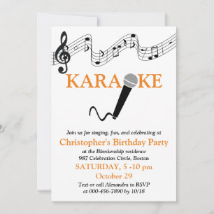 Invitación Micrófono de Escala Musical para Fiesta de Karaoke
