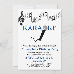 Invitación Micrófono de Escala Musical para Fiesta de Karaoke