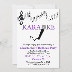 Invitación Micrófono de Escala Musical para Fiesta de Karaoke