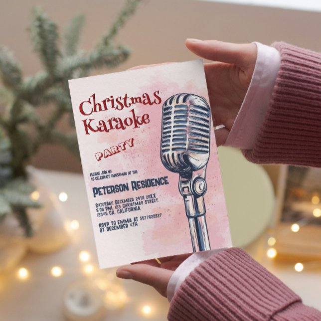 Invitación Micrófono Y Navidades Rosados Fiesta Karaoke (Subido por el creador)