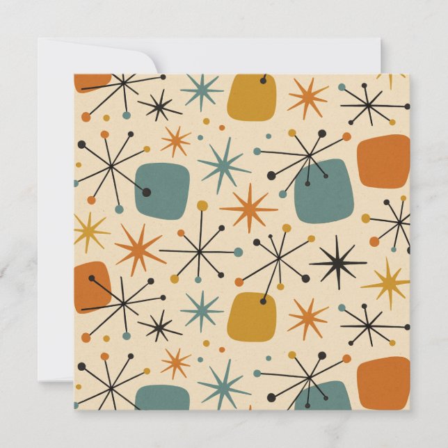 Invitación Mid Century Modern Starburst Pattern (Anverso)