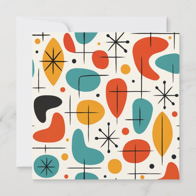 Invitación Mid Century Modern Starburst Pattern (Anverso)