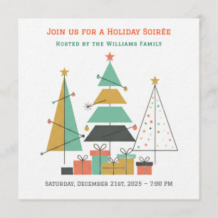 Invitación Mid-Century Retro Christmas Trees