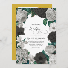 Invitación Midnight Black, Oyster Gray & Soft Linen Wedding