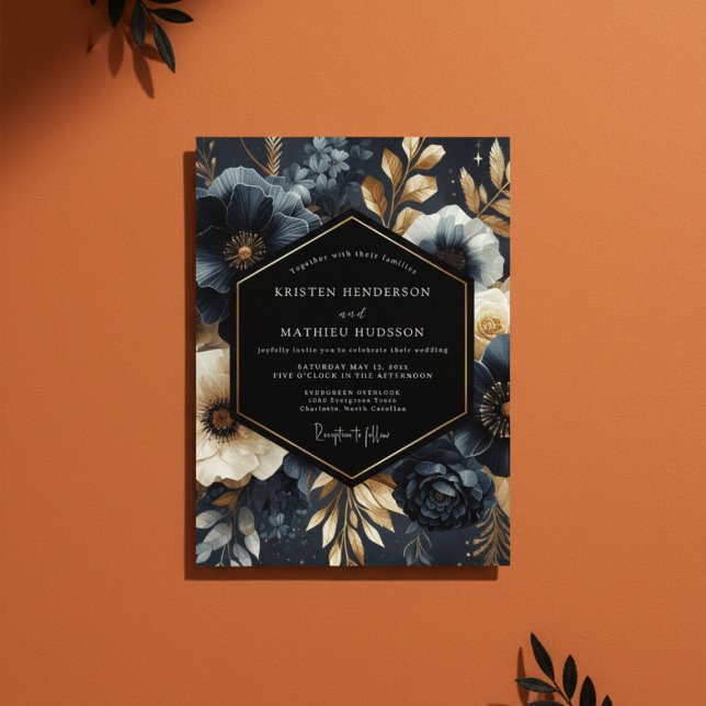 Invitación Midnight Bloom Opulent Wedding (Subido por el creador)