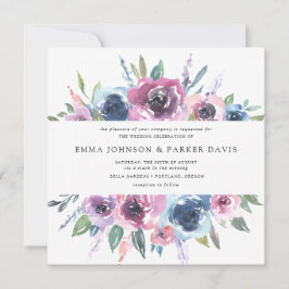 Invitación Midnight Blooms | Bodas Florales Moradas y Azules